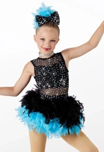 Weissman Tanzkostüm XSC The Beautiful People 13601 Aqua Schwarz Federrock - Bild 1 von 9