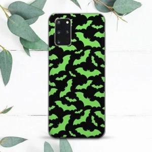 Green Bats Halloween Black Case For Samsung Note 20 S10 S20 S21 S22 S23 S24 FE - Picture 1 of 1