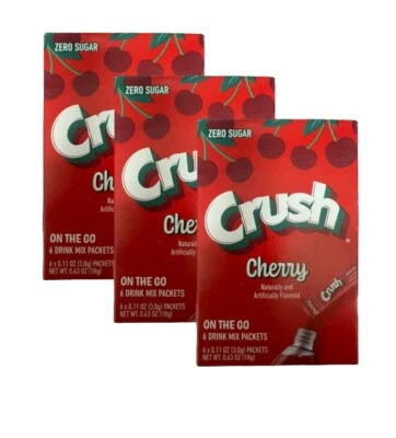 3 CAIXAS de pacotes de mistura de bebidas Crush CHERRY On The Go - Imagem 1 de 3