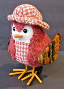 CVS Table Top Decorative Bird - Fall Fest 2017 Red Plush & Houndstooth Fabric - Picture 1 of 9