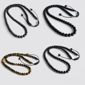 21' Fashion 6MM Onyx Tiger Eye Lava Stone Beaded Stacking Bracelets Men Necklace - Picture 1 of 14