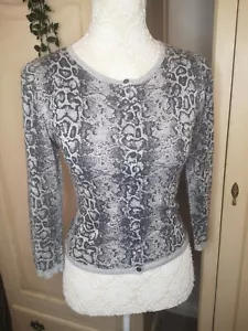 M&S Limited Collection Size 10 Silver Sparkle Snake Skin Jacquard Cardigan - Picture 1 of 7