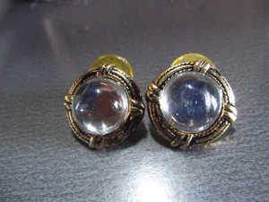 1 par de aretes antiguos de metal de 1" pulgadas que parecen agujeros de puerto de envío - Imagen 1 de 7