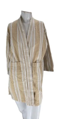 Eileen Fisher Women's Robe XXS Yellow White Striped Organic Cotton Komono Open - Image 1 of 4