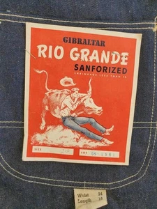 Vintage childrens clothing, unworn Rio Grande overalls, nos, Deadstock denim - Picture 1 of 7