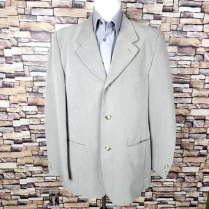 Reunion Blazer Jacket Mens 42L Light Beige 3 Button Ventless Microsuede - Picture 1 of 7