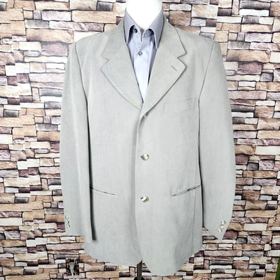 Reunion Blazer Jacket Mens 42L Light Beige 3 Button Ventless Microsuede - Image 1 of 4