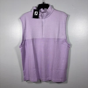FootJoy Golf Vest Men's L Heather Yoke Half-Zip Purple Lavender Logo 25323 NWT - Picture 1 of 15