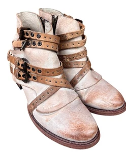 Botas de cuero beige estilo vintage FREEBIRD by STEVEN CALEB para mujer talla US 9. DEFECTUOSAS - Imagen 1 de 13