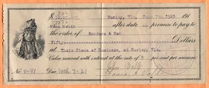 Hurley WI 1920 Promissory Note John & Louis Valle to Sanders & Son See Scans - Picture 1 of 3