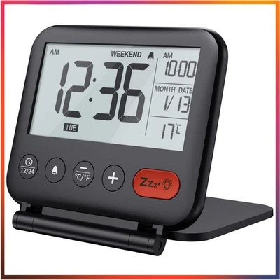 Moderne Tischuhr mit LCD-Hintergrundbeleuchtung - Schlummerfunktion & Kalender - Bild 1 von 4