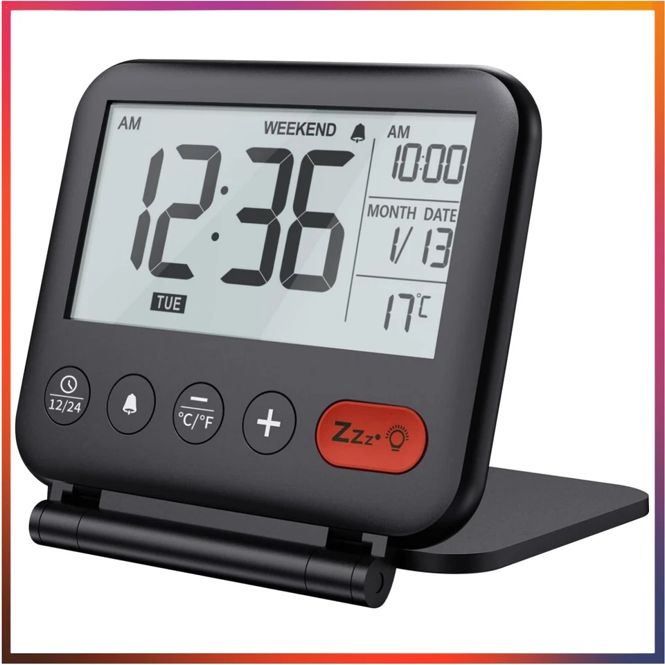 Moderne Tischuhr mit LCD-Hintergrundbeleuchtung - Schlummerfunktion & Kalender - Bild 1 von 4