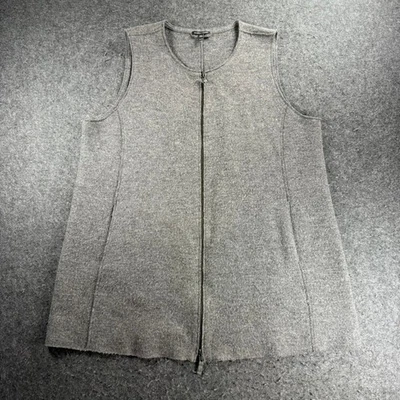 Eileen Fisher Mujer Gris 100% Lana Suéter Cremallera Frontal Chaleco Sin Mangas XL TG Foto 1 de 4