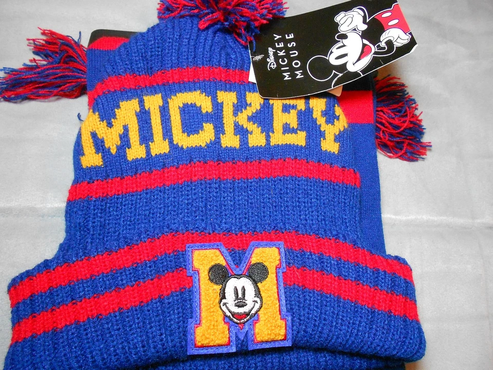 Disney Mickey Mouse Beanie Hat and Scarf Set With Tag