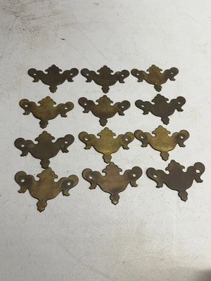 Antique Chippendale Brass batwing set of 12 old surface hardware restoration - Image 1 of 4