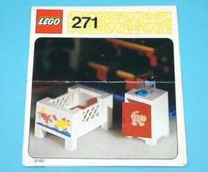 LEGO 271 SYSTEM BABY'S COT AND CABINET ORIGINAL SPARE INSTRUCTIONS 1970s LEGO - Picture 1 of 3