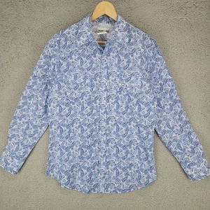 Camisa a Presión Wrangler Perla Perla Para Hombres Mediana Azul Cachemira Manga Larga Western - Imagen 1 de 7