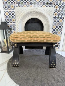 Vintage Camel Saddle Studded Wood Seat Stool - Picture 1 of 7
