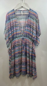 Profile by Gottex geometrisch gemustert transparent Tunika Badeanzug Cover Up Größe Large L - Bild 1 von 5