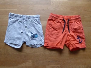2x Kinderhose / Hose / Shorts / Gr. 86/92 / orange/grau / Baumwolle / Lupilu - Bild 1 von 3