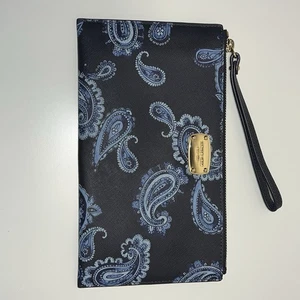Michael Kors Jet Set Travel Large Clutch Wristlet Wrist Strap Blue Paisley - Picture 1 of 7