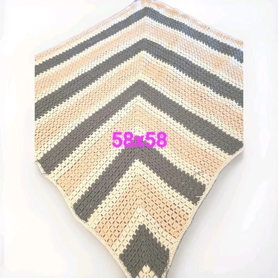 Crochet Afghan Throw Lap Blanket  Handmade 58X58 in. Multi Colored. - Image 1 of 3