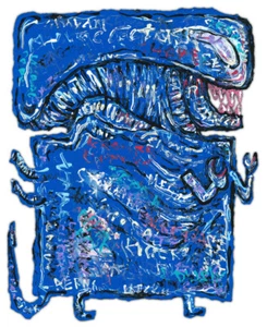 Original JUSTIN AERNI circa 2015 PAINTING surreal contemporary horror : "ALIEN" - Picture 1 of 1