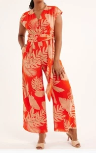 Mono forrado pierna ancha naranja y crema Palm Breeze nuevo con etiquetas S14 PVP 279,95 - Imagen 1 de 8