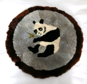Neu Pandabär braun & grau & weiß Alpaka Fell rund Patchwork Kissenhülle 16 Zoll - Bild 1 von 4