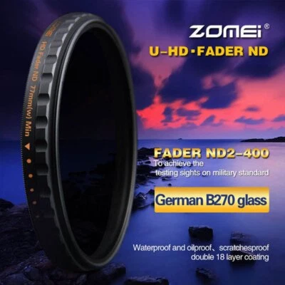 Zomei Professional HD Slim Optical Glass ND2-400 Fader MC ND Digital 52-82mm - Image 1 of 4