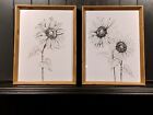 Nielsen Bainbridge SET OF 2  framed wood Sunflower prints 17" x 13"