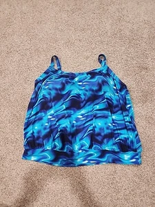 Lands End Women's 22W Blue Swirl Tankini Swim Top - Imagen 1 de 6