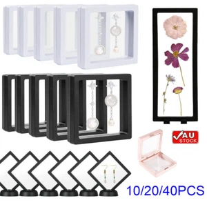 3D Floating Frame Shadow Box Holder Square Clear Jewelery Ring Coin Display Case - Picture 1 of 18