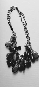 Gorgeous*Double Strand Lg Bead Necklace*Black & Gray*11" Clasped*Very Well Made - Picture 1 of 13
