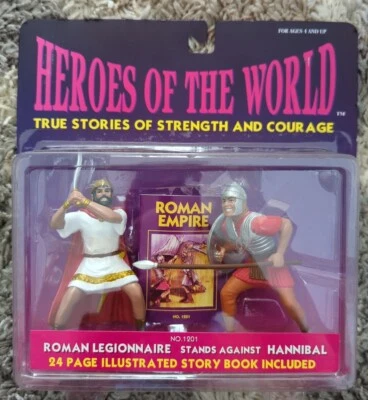 1995 HÉROES DEL MUNDO LEGIONARIO ROMANO VS HANNIBAL CONJUNTO DE 2 FIGURAS NUEVO EN PAQUETE Foto 1 de 4