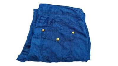 Rocawear Vintage Y2K Blue Crop Cargo Pants Women Size 15 RN130228 Gold Hardware - Image 1 of 4