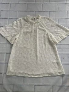 Feather Bone Anthropologie XS Ivory Chatelet Embroidered High Neck Blouse - Picture 1 of 15