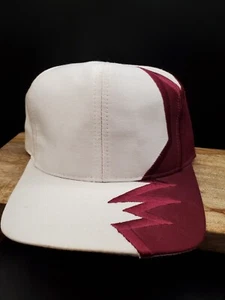 Vintage 90s White BURGUNDY Blank Hat Kati Shock Diamond Strapback Cap AS IS - Picture 1 of 14