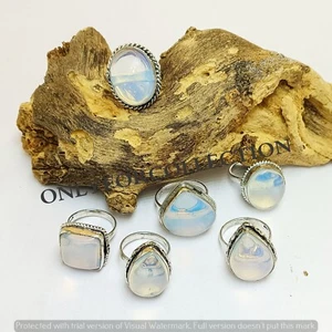 Halloween Sale !! Opalite Gemstone 925 Sterling Silver Plated Design Lot Rings - Picture 1 of 3