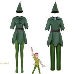 Peter Pan Wendy Cosplay Peter Pan Kostüm Herren Oberteil Hose Damen komplettes Outfit Geschenke - Bild 1 von 11