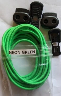 Cordones elásticos sin atadura VERDE NEÓN cordones de bloqueo cuerdas de zapatos palanca de bloqueo Foto 1 de 4