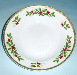 Gorham Festive Holly Soup Pasta Bowl 9" Gold Banded New - Picture 1 of 3