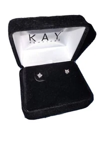 Diamond Solitaire Stud Earrings 3/8 ct tw Princess-cut 14K White Gold - Picture 1 of 3