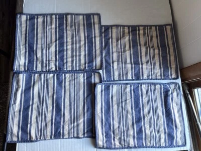 Williams Sonoma Blue White Striped Classic Rectangular Placemats Set Of 4 Cotton - Image 1 of 4