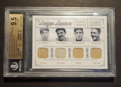 Gehrig Dimaggio Medwick Greenberg 2012 National Treasures Quad Game Used BGS 9.5 - Image 1 of 2