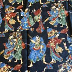 Kimono Collection Style 5488 Cotton Fabric 40 x 44 Asian figures Geisha Samurai - Picture 1 of 17