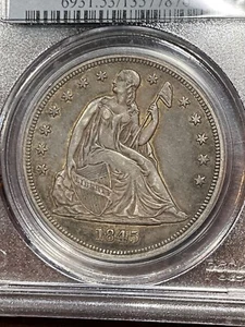PCGS AU53 1845 SEATED LIBERTY DOLLAR VERY NICE AND ORIGINAL VERY SCARCE DATE - Picture 1 of 3