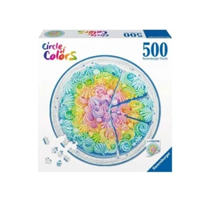 Rainbow Cake "Circle of Colors" 500 Piece Round Jigsaw Puzzle Ravensburger New - Picture 1 of 2