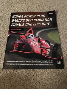 DARIO FRANCHITTI WINS 2012 INDIANAPOLIS 500 CAR HONDA RACING Poster Print Ad - Picture 1 of 1