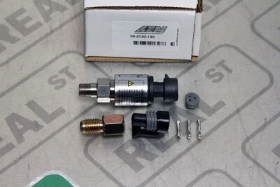 AEM 100 PSIg Oil Fuel Pressure Stainless Sensor Kit 1/8NPT -4 (30-2130-100) - image 1 of 4